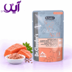 پوچ گربه عقیم شده دکتر کلادرز طعم مرغ سالمون و جلبک دریایی ۸۵ گرمی | Dr.Clauders Chicken & Salmon with Seawead for Sterilised Cats Pouch