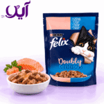 پوچ گربه فلیکس طعم ماهی ساردین و سالمون وزن 85 گرم| felix dou salmon and sardine mix in Jelly Pouch