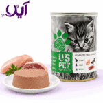 کنسرو پته بچه‌گربه (کیتن) یو اس پت با طعم مرغ و اردک و کدو تنبل ۴۰۰ گرمی | US Pet Chicken and Duck Kitten Pâté