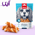تشویقی سگ ونپی مدادی با دورپیچ مرغ  | Wanpy Chicken Jerky & Rawhide Twists Dog Treat