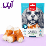 تشویقی سگ ونپی مدل استخوان دو سر گره با دورپیچ مرغ | Wanpy Chicken Jerky & Rawhide Wraps Dog Treat